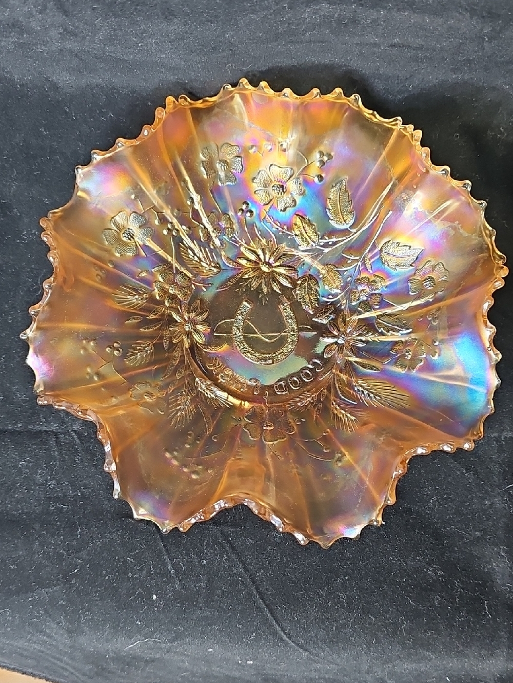 Northwood Gold Carnival Glass Decorative Bowl - Home Art